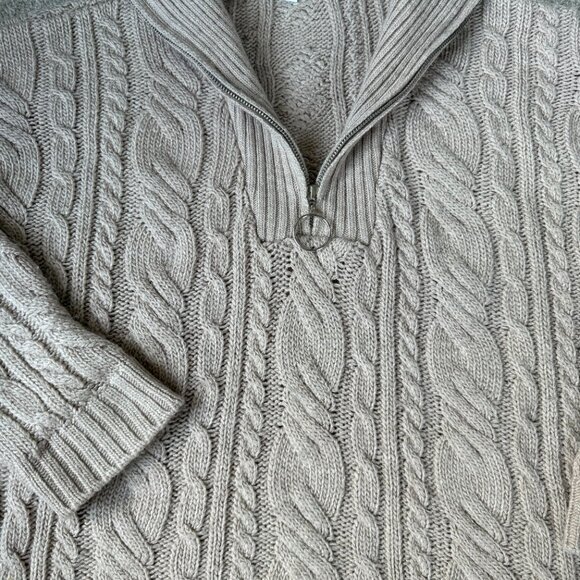 Topshop Cable Knit Oversized Zip Collar Sweat Oat Size 12 - Picture 10 of 12